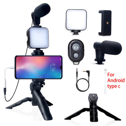 Professional Smartphone Vlogging Kit for iPhone and Android with Tripod and Mini Microphone - Ideal Starter Kit for TikTok, Live Streaming, and YouTube Videos